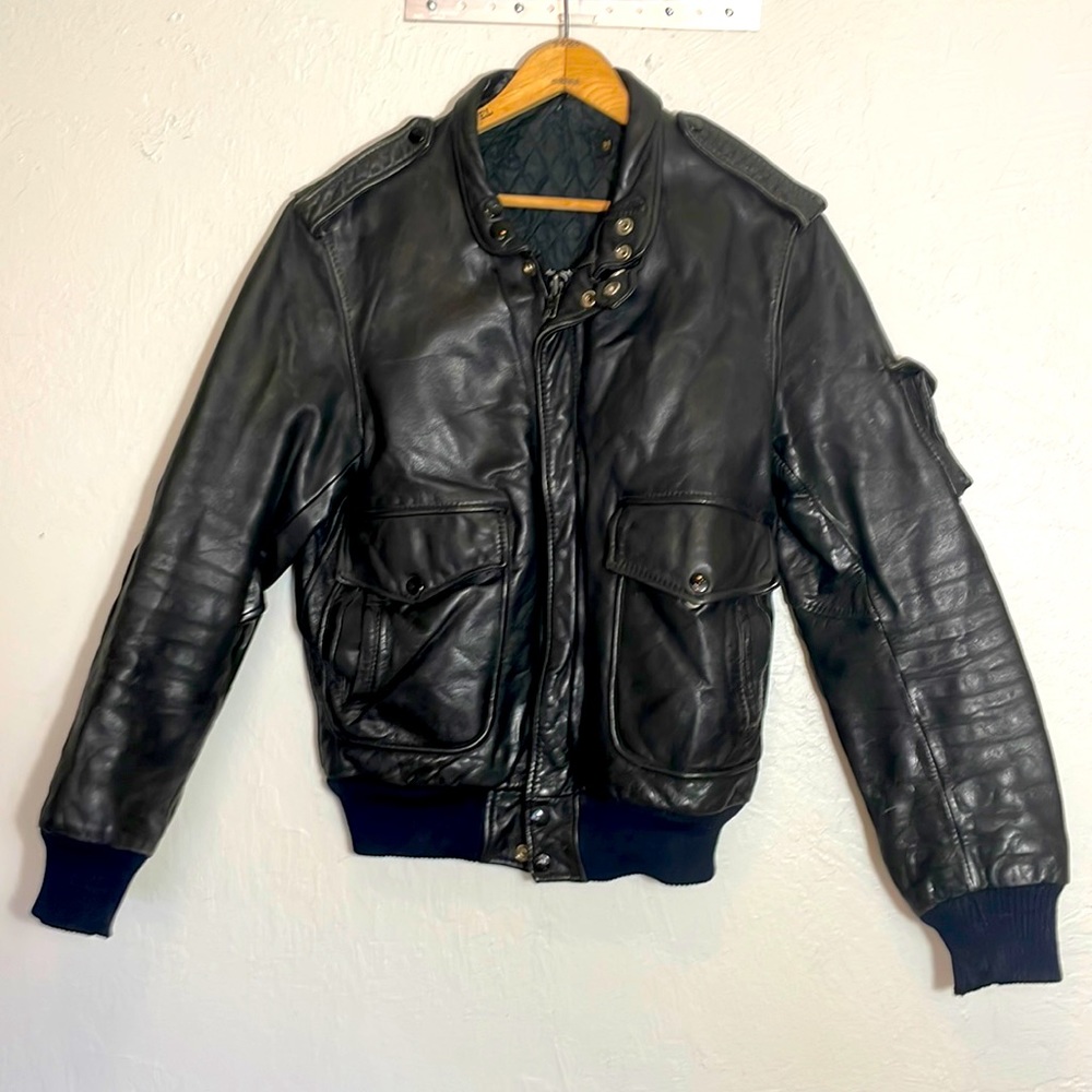 Vintage leather bomber jacket